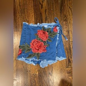 Skort with Rose Print